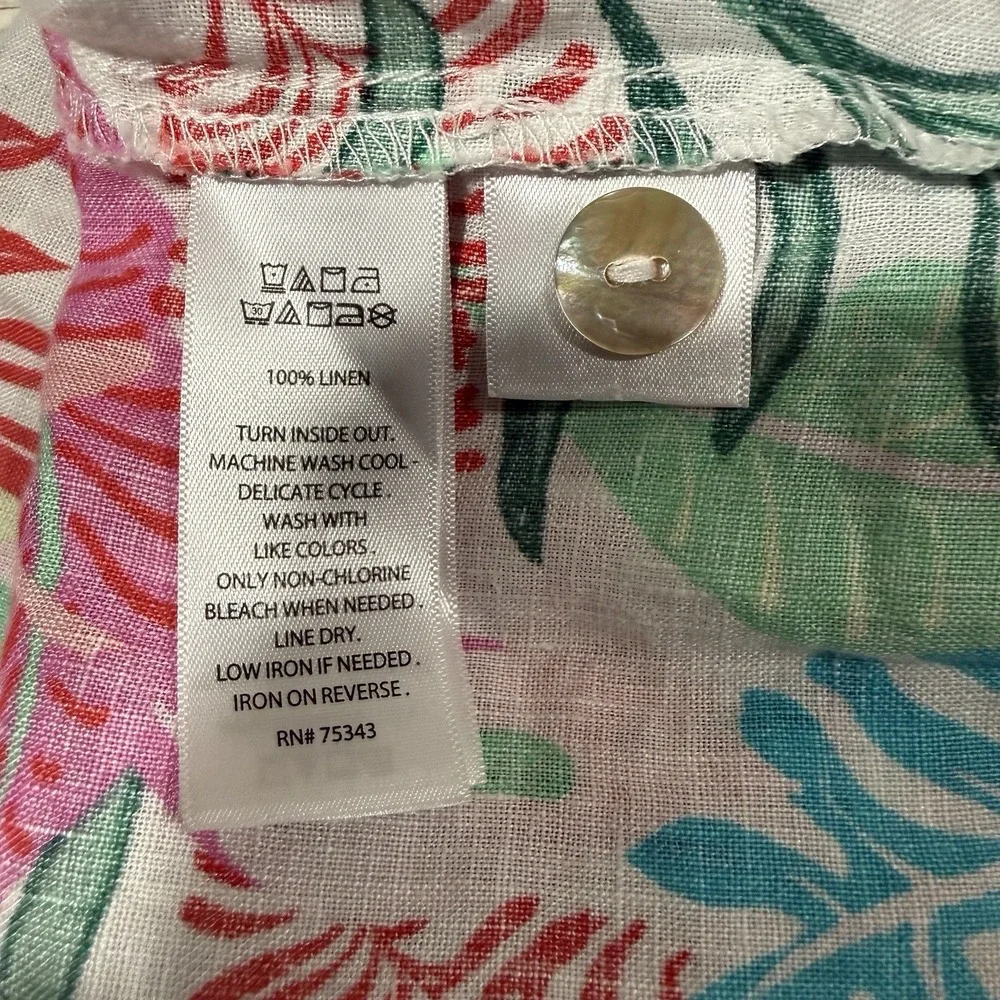 Cynthia Rowley Linen Tropical Print Tank Top Womens Large Summer Coastal Beach - Picture 4 of 7
